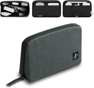 Electronic Organizer Case Bag, Waterproof Small Storage Backpack Charger for Cord, Hard Disk, Power Bank (Dark Gray Large)