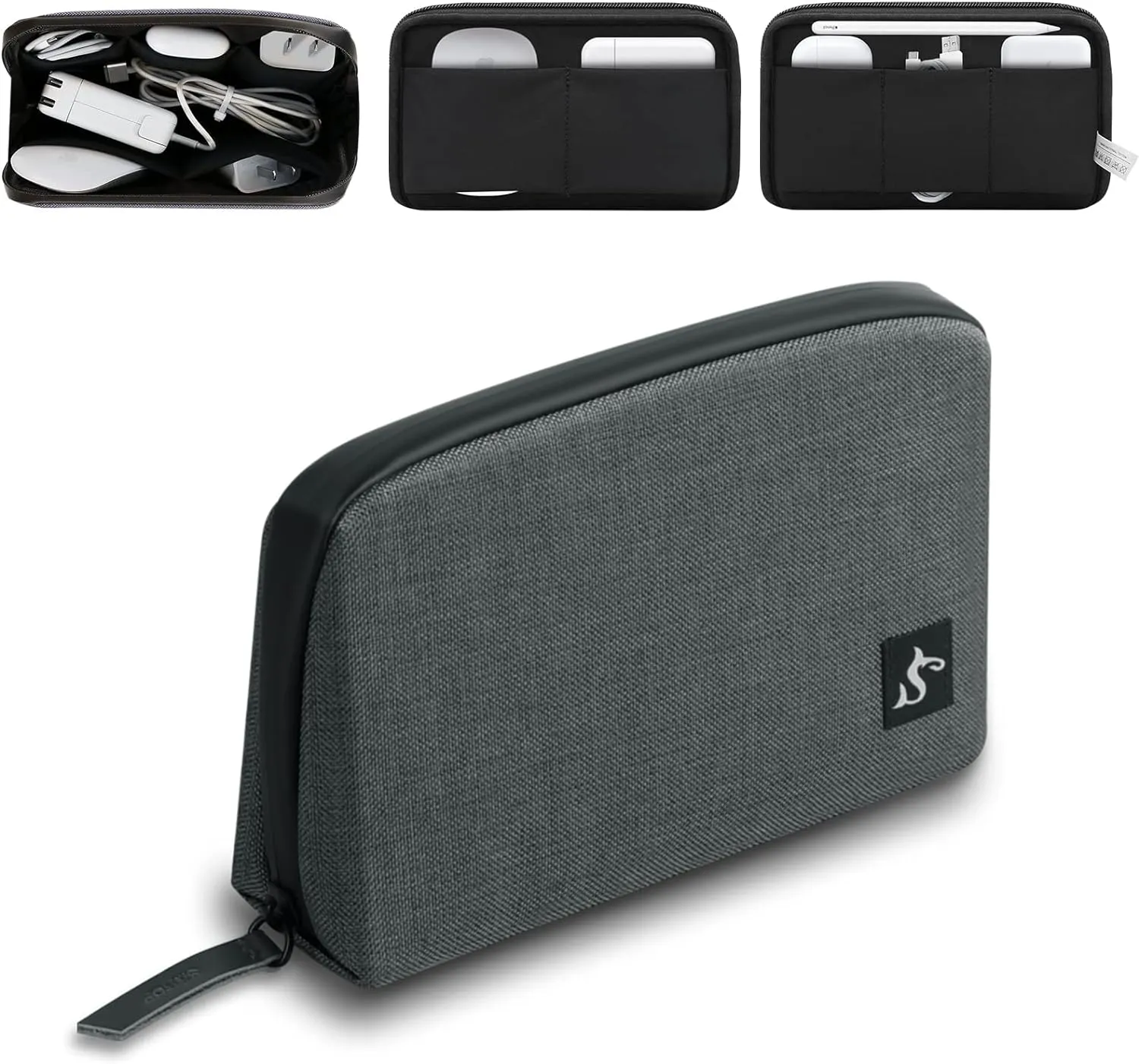 Electronic Organizer Case Bag, Waterproof Small Storage Backpack Charger for Cord, Hard Disk, Power Bank (Dark Gray Large)