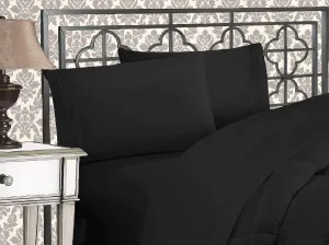 Elegant Comfort 1500 Premier Wrinkle & Fade Resistant Hotel Quality Ultra Soft Luxurious 4-Piece Bed Sheet Set with Deep Pockets, Twin/Twin XL, Black
