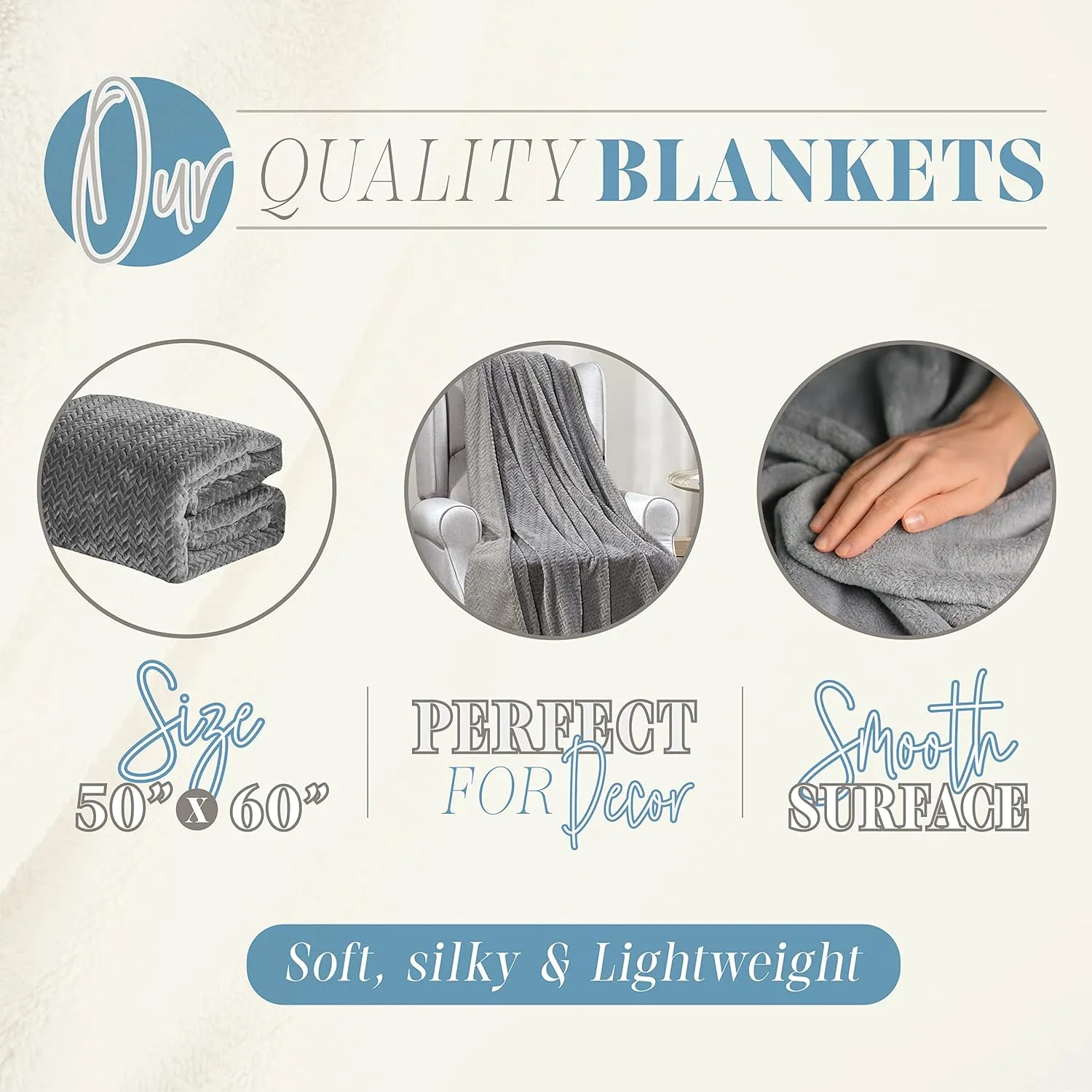 Elegant Comfort Lightweight Printed Throw Blanket- All Season, Ultra Soft, Cozy and Plush- Decorative Throw Blankets, Perfect for Lounging, 50 x 60 inches, Chevron Throw Blanket, Gray