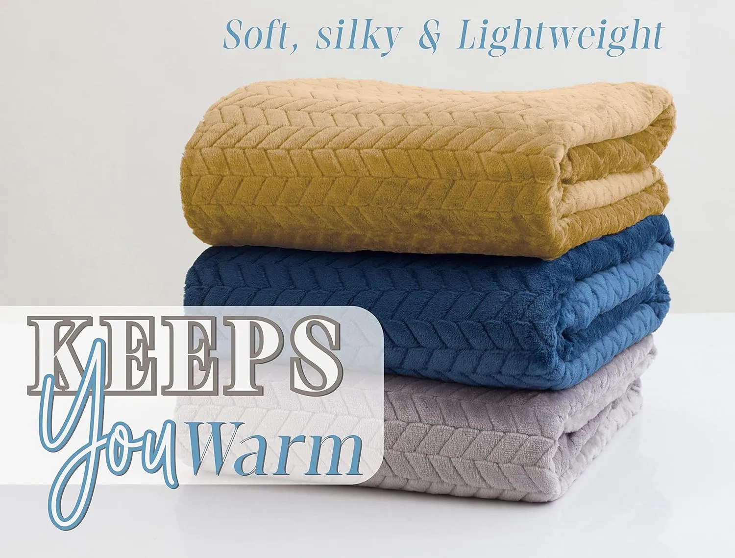 Elegant Comfort Lightweight Printed Throw Blanket- All Season, Ultra Soft, Cozy and Plush- Decorative Throw Blankets, Perfect for Lounging, 50 x 60 inches, Chevron Throw Blanket, Gray