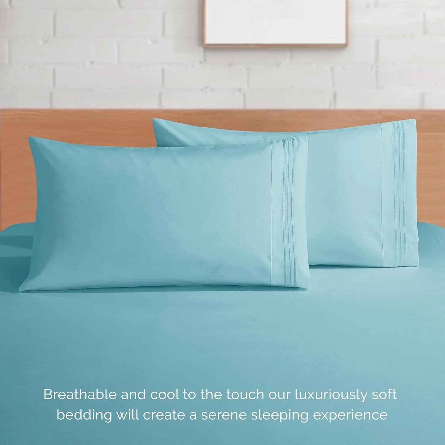 Elegant Comfort Luxury 1500 Premium Hotel Quality Microfiber 4-Piece Sheet Set - Soft, All Around Elastic 18-24 Inches Deep Fitted Sheet - Extra Deep Pocket Sheets, King, Aqua