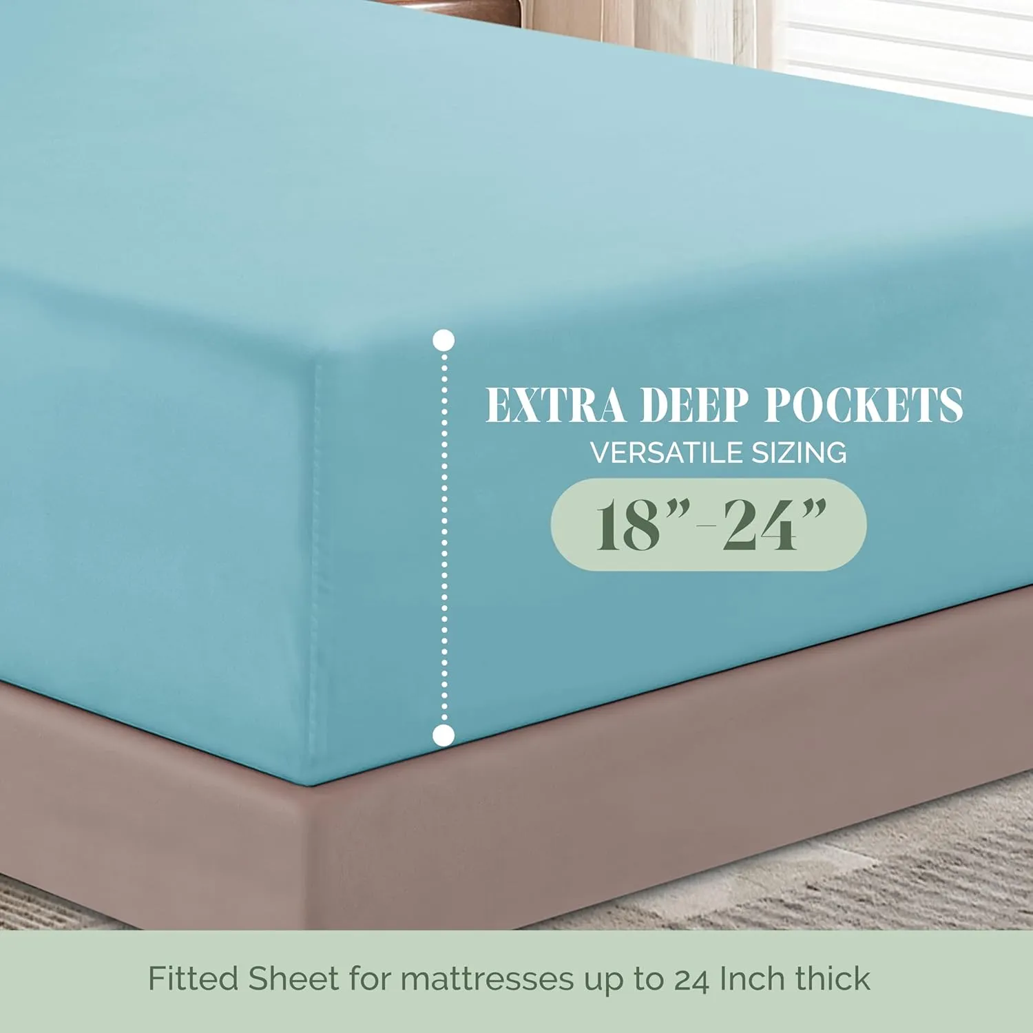 Elegant Comfort Luxury 1500 Premium Hotel Quality Microfiber 4-Piece Sheet Set - Soft, All Around Elastic 18-24 Inches Deep Fitted Sheet - Extra Deep Pocket Sheets, King, Aqua