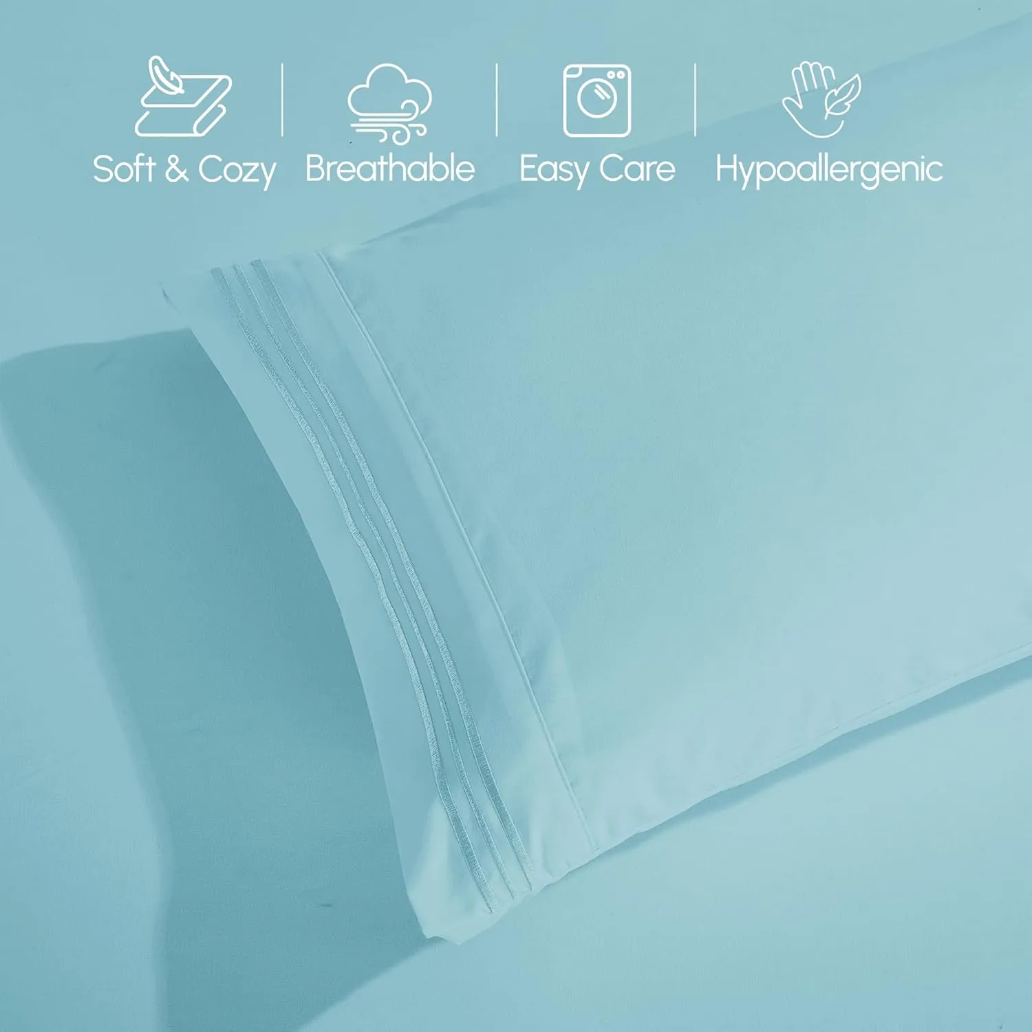Elegant Comfort Luxury 1500 Premium Hotel Quality Microfiber 4-Piece Sheet Set - Soft, All Around Elastic 18-24 Inches Deep Fitted Sheet - Extra Deep Pocket Sheets, King, Aqua