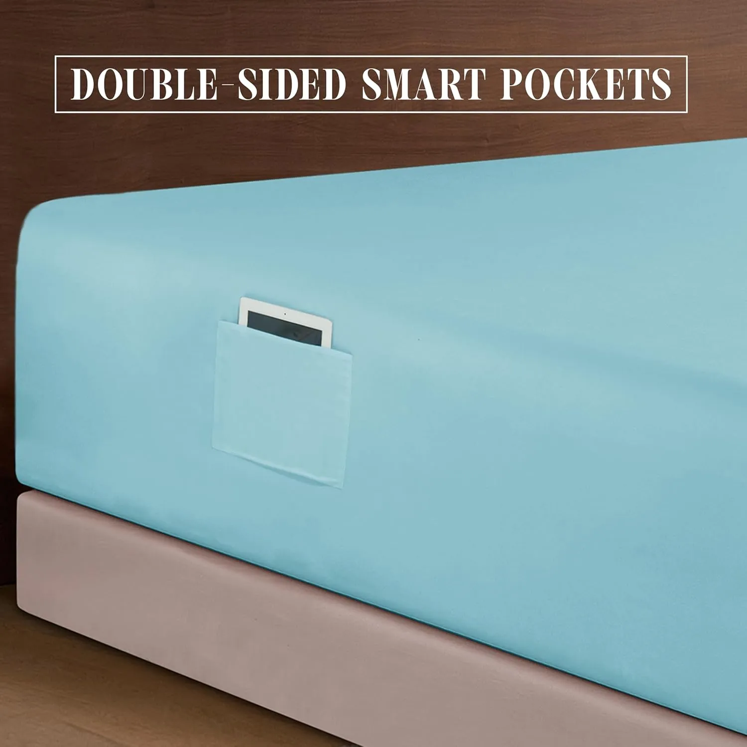 Elegant Comfort Luxury 1500 Premium Hotel Quality Microfiber 4-Piece Sheet Set - Soft, All Around Elastic 18-24 Inches Deep Fitted Sheet - Extra Deep Pocket Sheets, King, Aqua