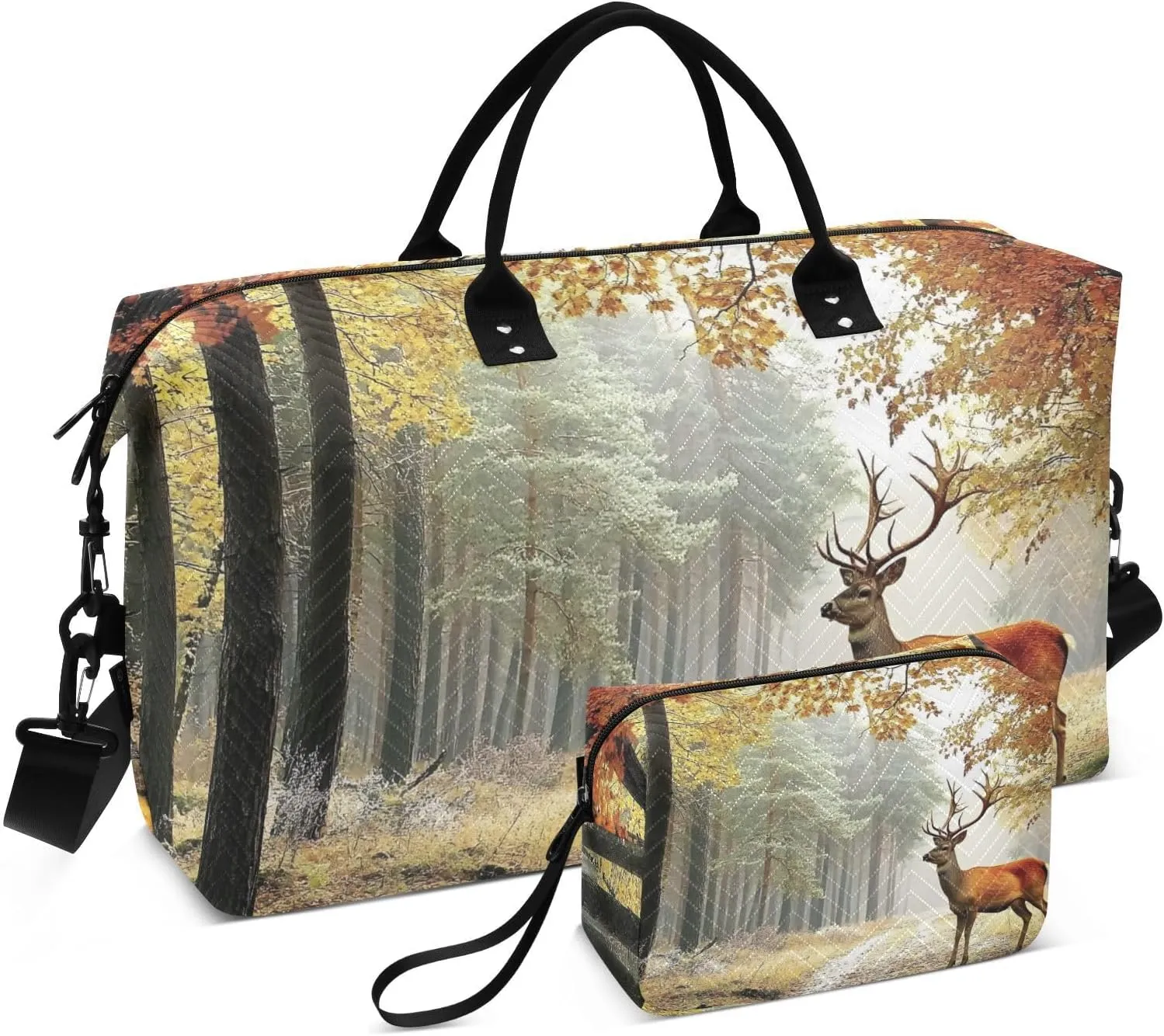 Elk Forest Autumn Travel Duffel Bag, Gym Bags with Multiple Interior Pockets for Men Women Toiletry Purse Included 20.5”x 1.9” x 13.8”