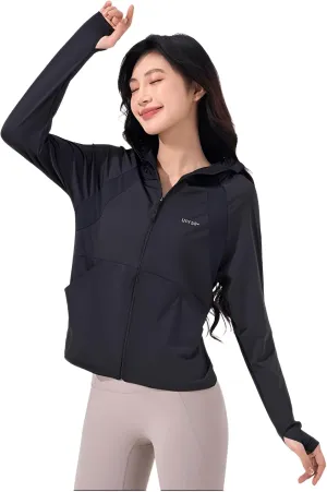 Ellniges]Stylish Women's Outdoor Protection Jacket - Lightweight, Breathable UV Blocker with Thumb Holes & Detachable Hood for Beach & Daily Wear【UV Protection】【Quick-Dry】