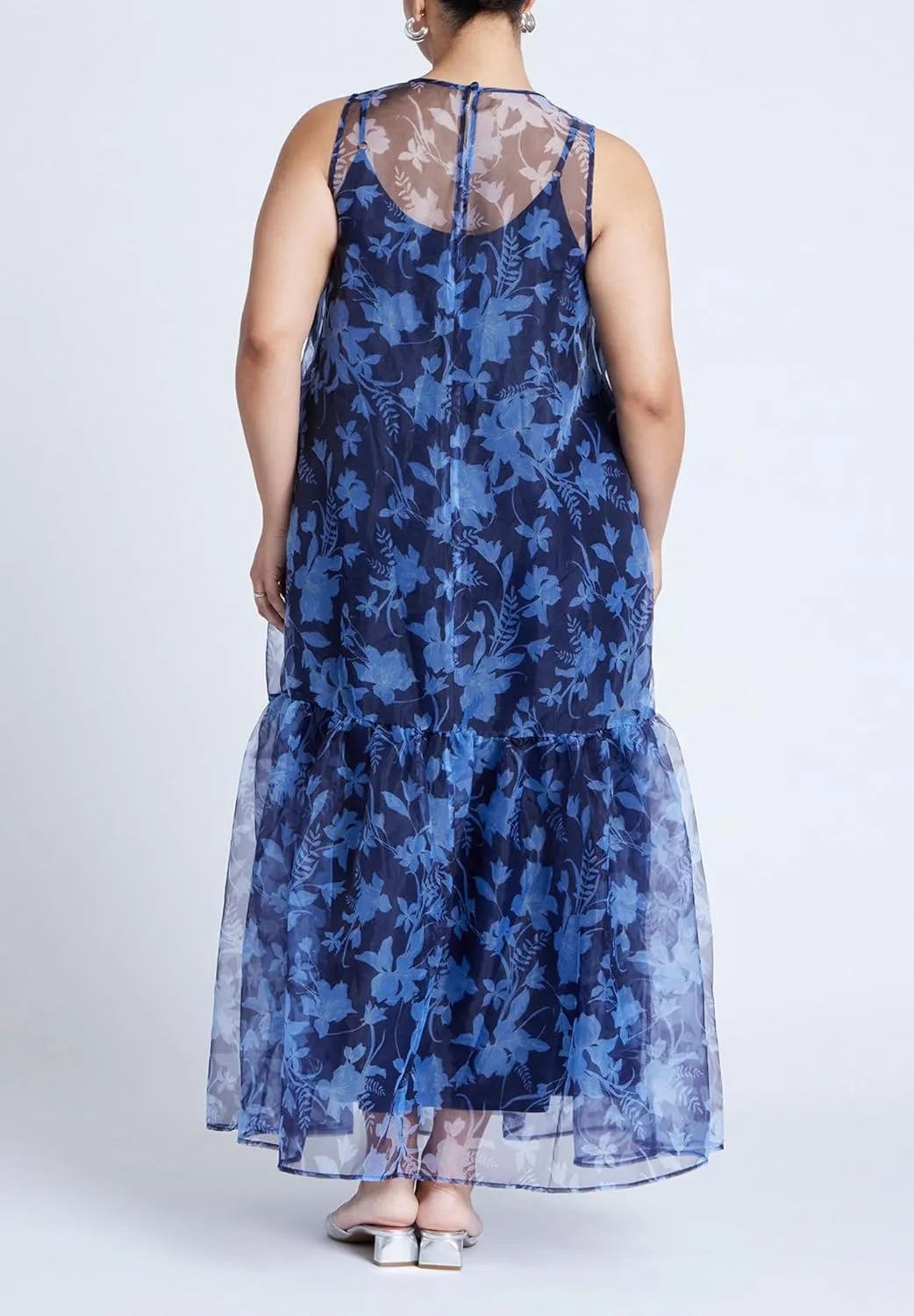 ELOQUII Women's Plus Size Floral Pattern Tank Dress