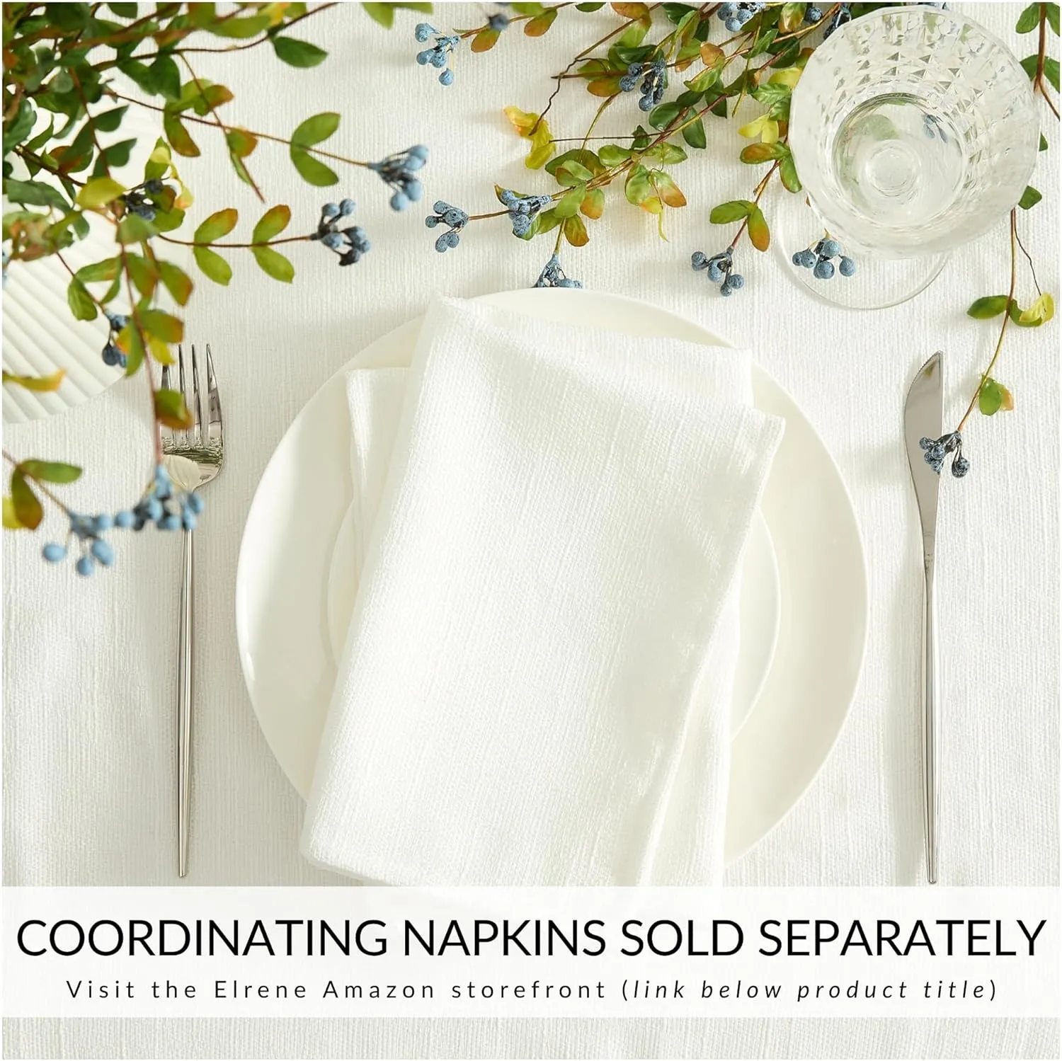 Elrene Home Fashions Villeroy & Boch Bristow Solid Texture Tablecloth - Premium Table Cover for Everyday Dining, Parties, and Special Occasions, White, 60"x102" Rectangle