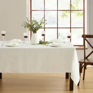 Elrene Home Fashions Villeroy & Boch Bristow Solid Texture Tablecloth - Premium Table Cover for Everyday Dining, Parties, and Special Occasions, White, 60"x102" Rectangle