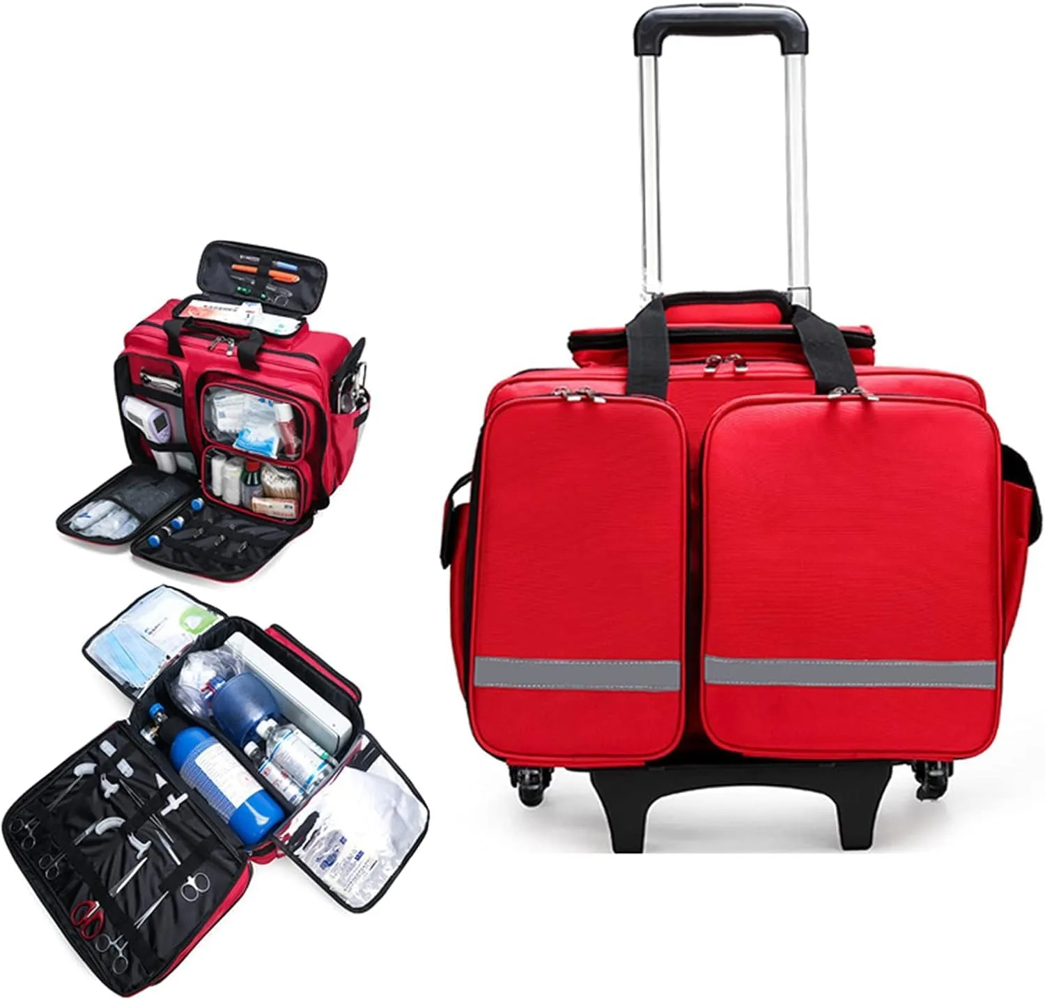 Empty Bag First Aid Portable Shoulder Bag Outdoor Emergency Survival Kit Multi-function Large capacity(Red)