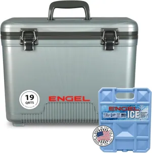 Engel UC19 19qt Leak-Proof, Air Tight, Drybox Cooler and 32°F Cooler Packs for Boating, Camping, Fishing, Hiking & Food Storage
