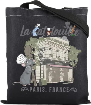 ENSIANTH La Paris France Inspired Tote Bag Mouse Chef Movie Mech Remy Rat Handbag Anyone Can Cook Gift Cooking Lover Gift