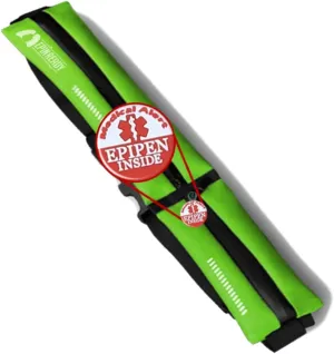 EpiPen Waist Belt with Medical Alert Tag, EpiPen Fanny Pack, Sports Outdoors Epipen Case for Walking or Running - Fits EpiPen and a M.D.I. Inhaler (Lime Green)