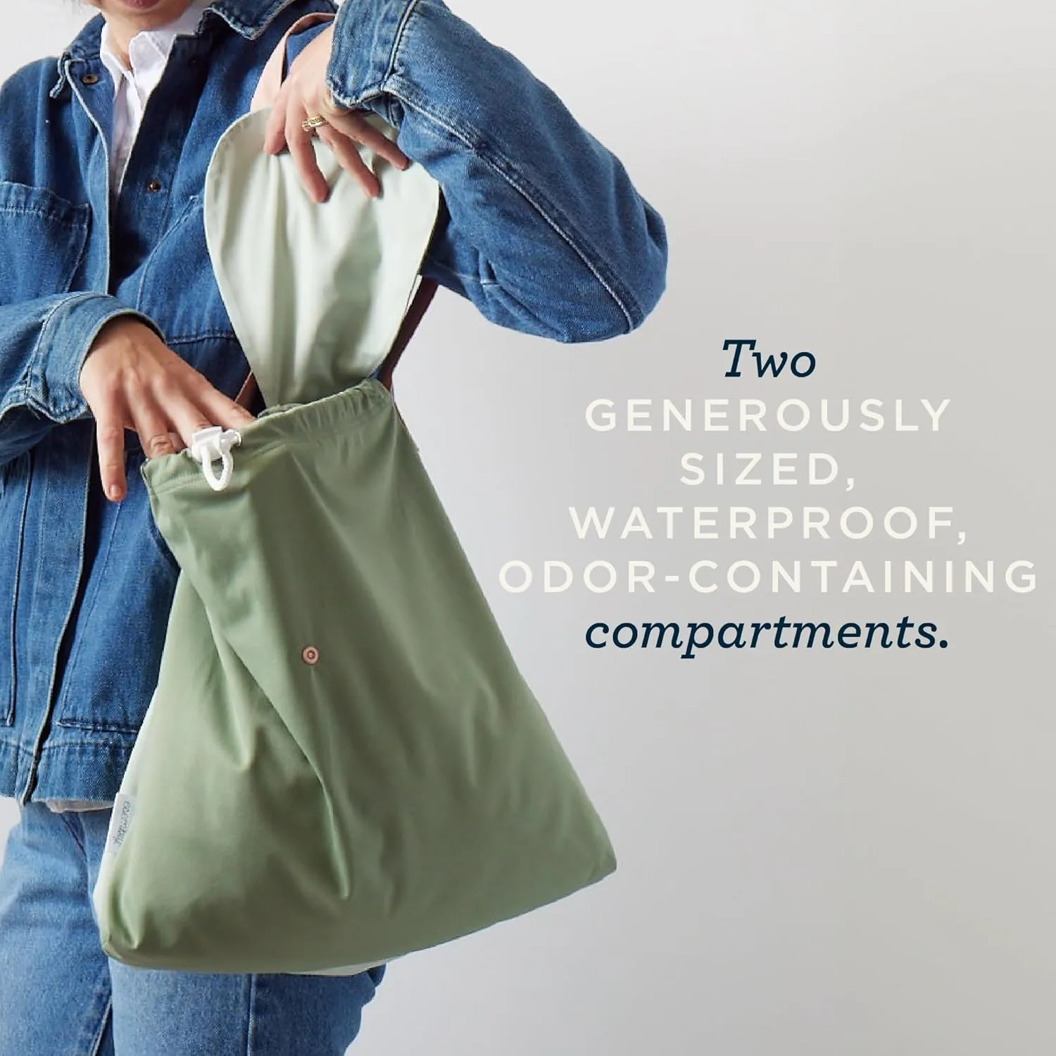 Esembly Wet Day Bag, Wet Dry Bag for Cloth Diapers - Waterproof, Reusable and Washable - Multipurpose for Diaper, Pool, Beach, Gym and Travel with Two Compartments - One Size, Peek-a-Bear