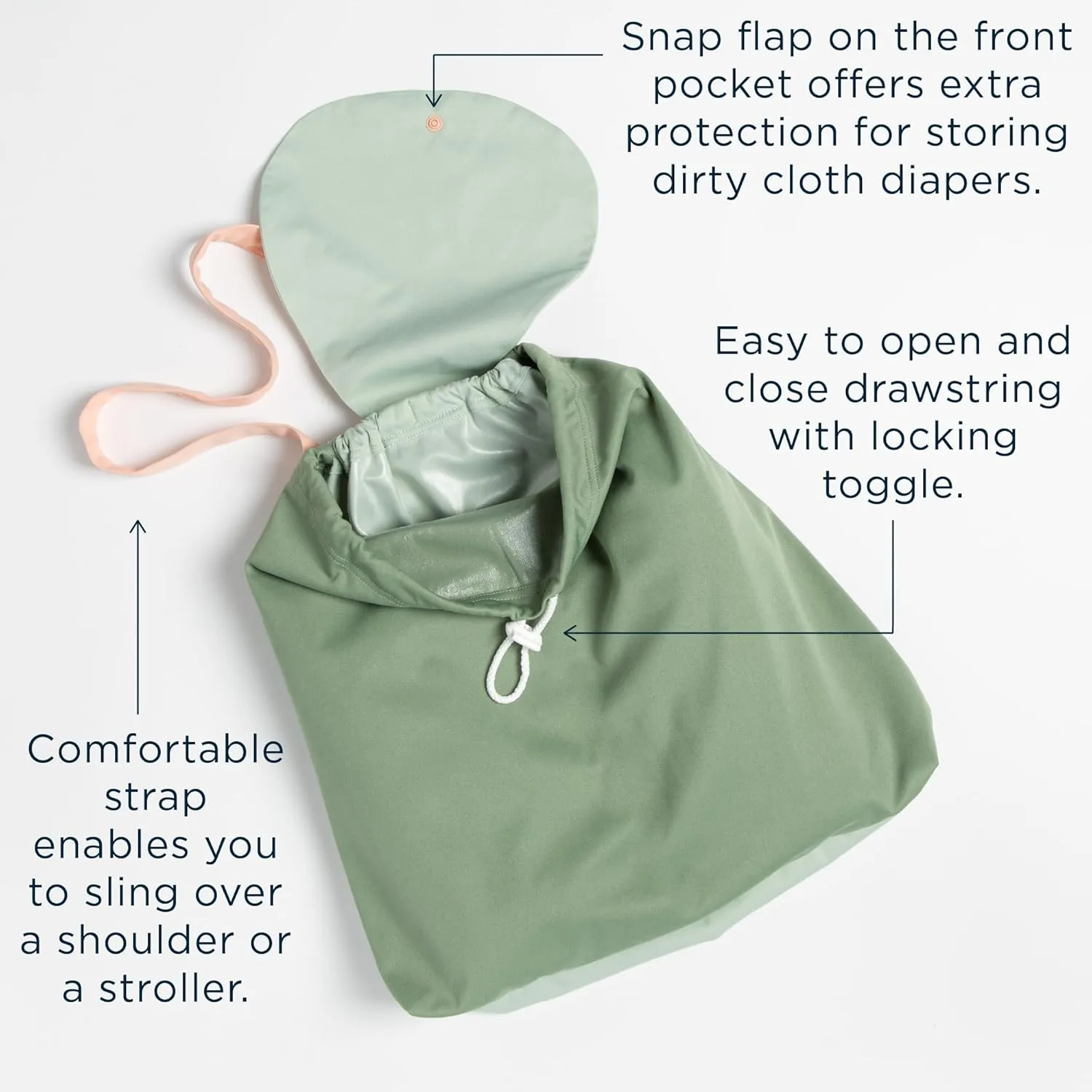 Esembly Wet Day Bag, Wet Dry Bag for Cloth Diapers - Waterproof, Reusable and Washable - Multipurpose for Diaper, Pool, Beach, Gym and Travel with Two Compartments - One Size, Peek-a-Bear