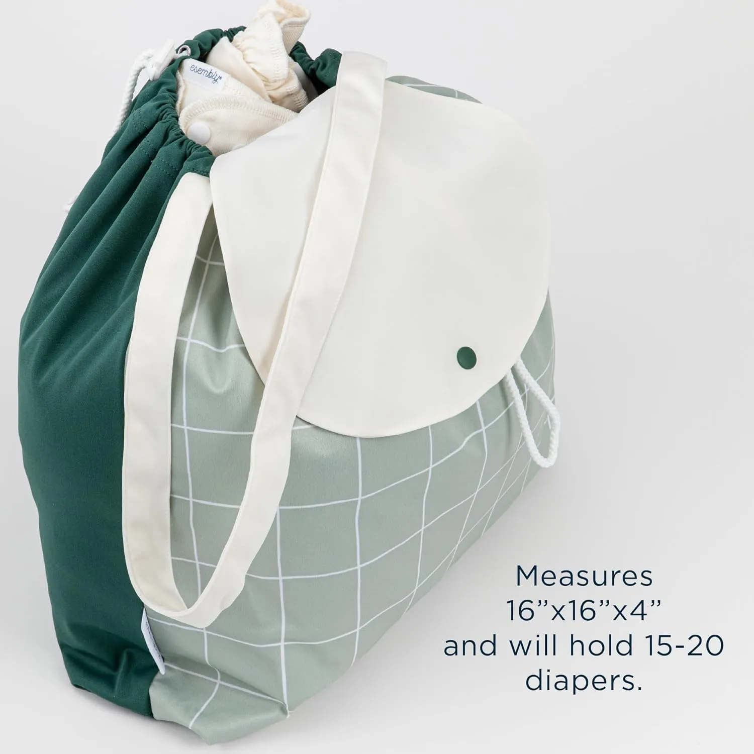Esembly Wet Day Bag, Wet Dry Bag for Cloth Diapers - Waterproof, Reusable and Washable - Multipurpose for Diaper, Pool, Beach, Gym and Travel with Two Compartments - One Size, Peek-a-Bear