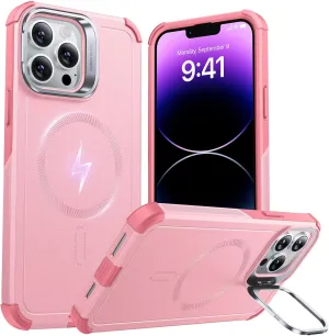 ESR for iPhone 13 Pro Case with Stand, 23 ft Military-Grade Drop Protection Heavy Duty Magnetic Phone Case, Compatible with MagSafe Accessories, Cyber Series, Pink