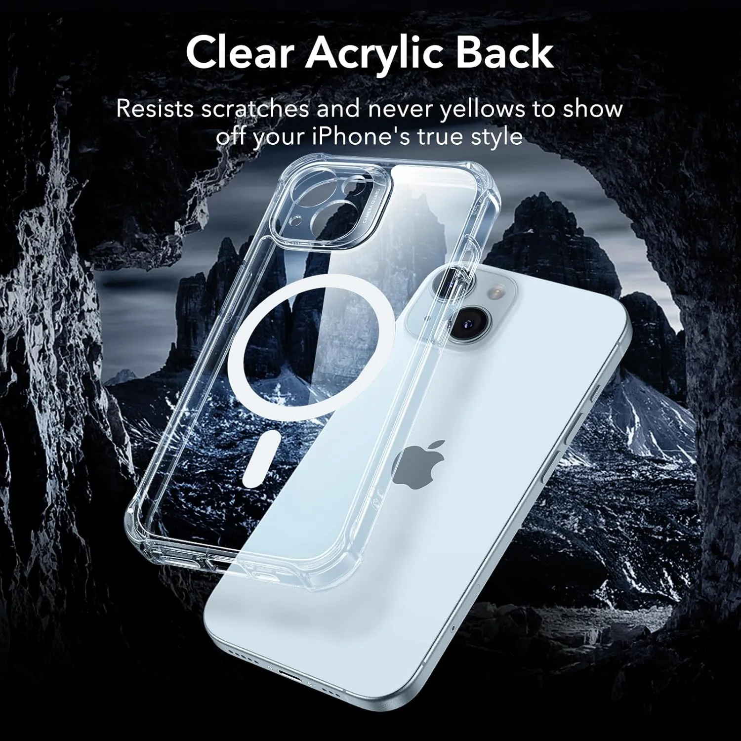 ESR for iPhone 15 Case, Compatible with MagSafe, Full-Body Military-Grade Drop Proof Case with Built-in 9H  Tempered Glass Screen Protector, Armor Series, Clear Blue
