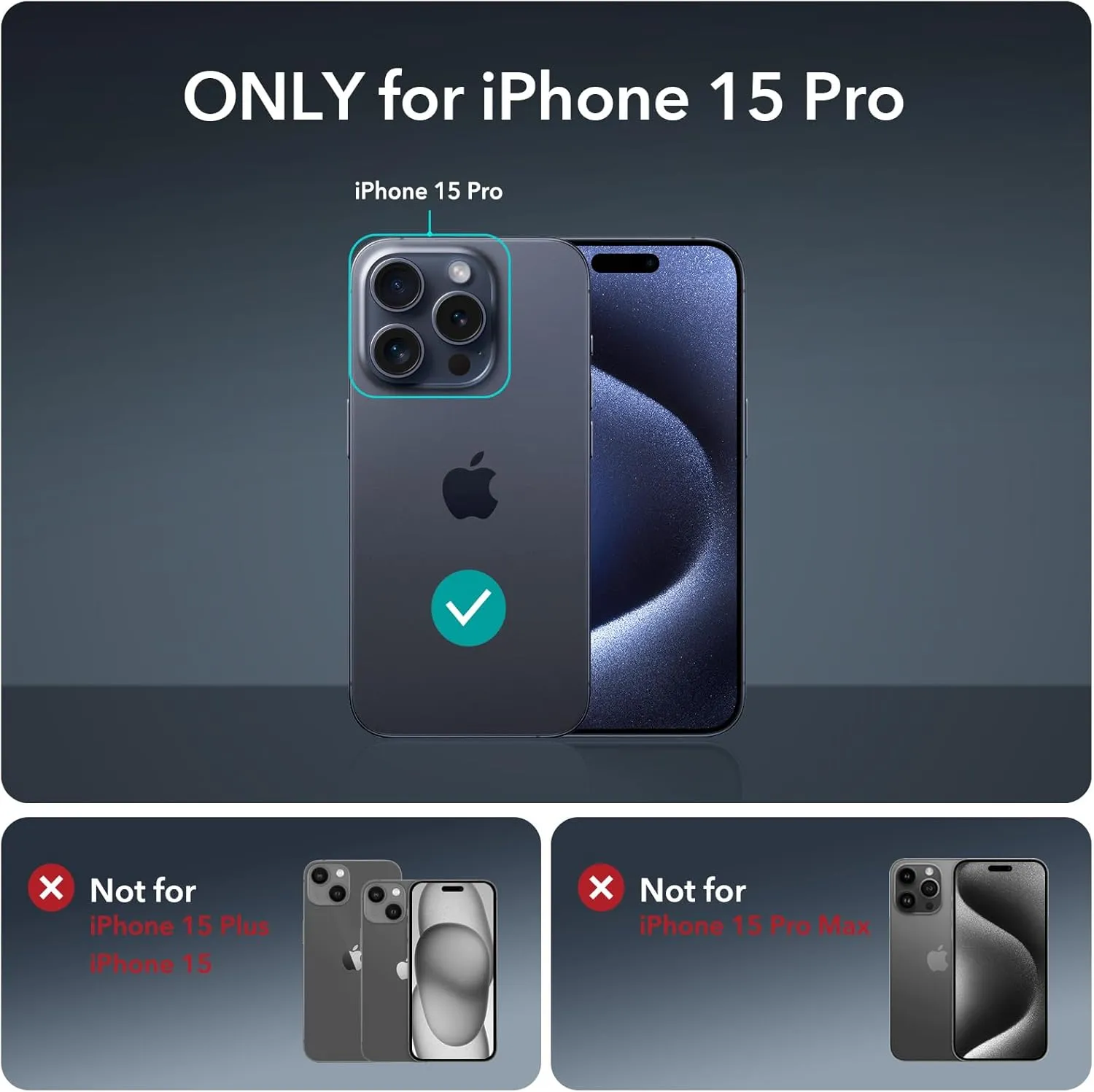 ESR for iPhone 15 Pro Case, Compatible with MagSafe, Full-Body Military-Grade Drop Proof Case with Built-in 9H  Tempered Glass Screen Protector, Armor Series, Clear Dark Blue