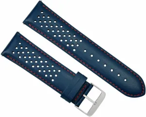 Ewatchparts 21mm Perforated Leather Watch Band Strap Compatible With Tag Heuer Carrera Quick Release Blue