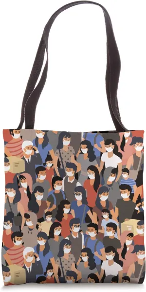Facemask Crowd Facemask Bright Colors Decorative Pattern Tote Bag