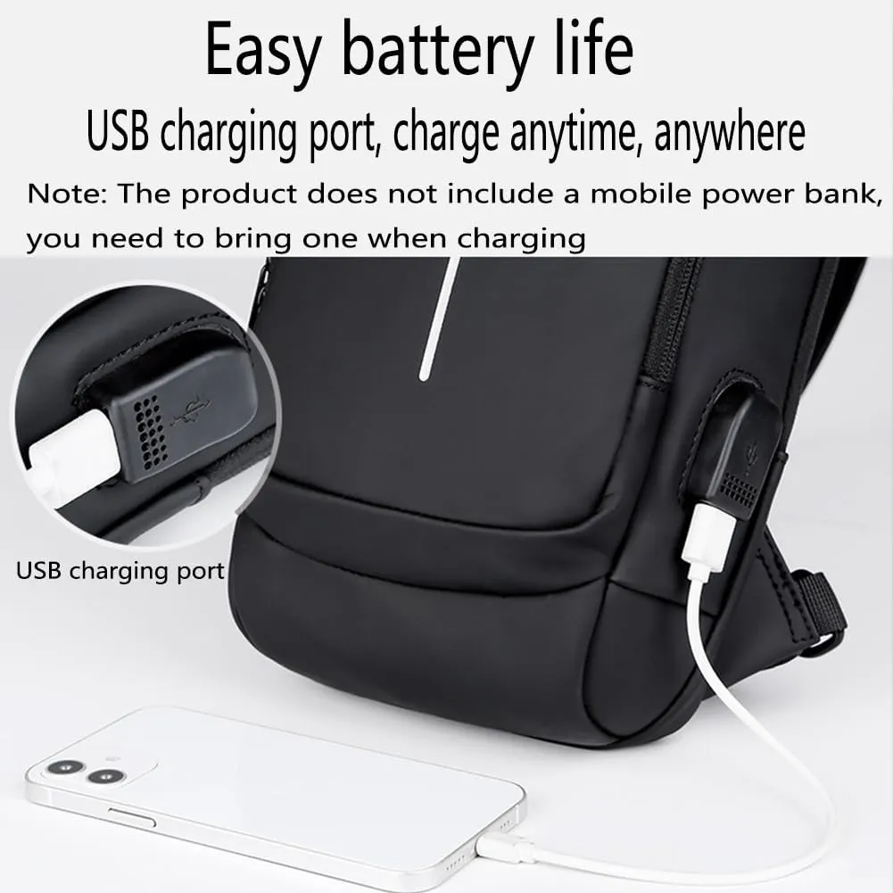 Fashion New Carbon Fiber Streamline Anti-Theft Sling Bag, USB Charging Shoulder Chest, Waterproof Sports Crossbody Backpack (2pcs-Black)