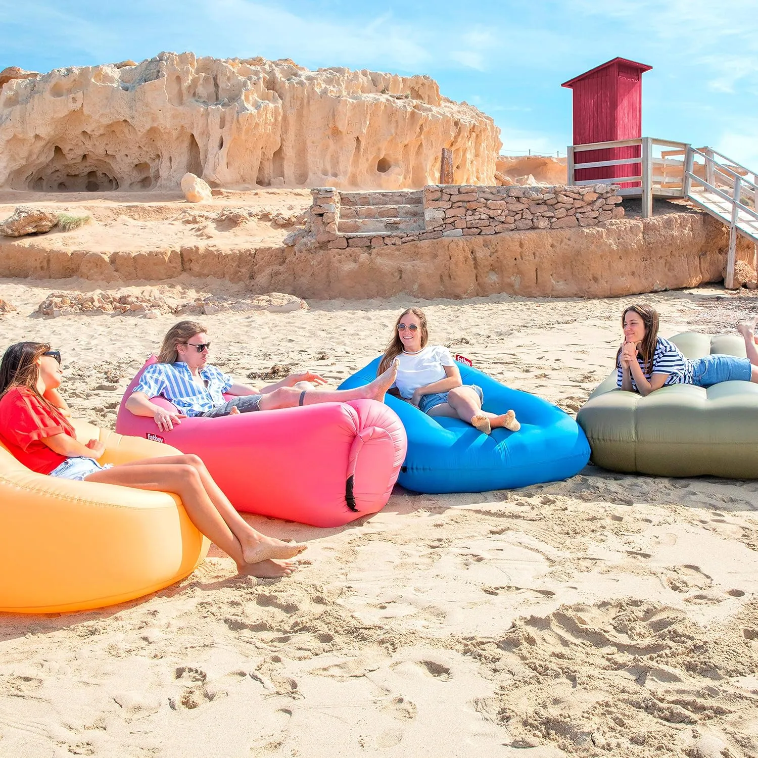 Fatboy Lamzac The Original Version 1 Inflatable Lounger with Carry Bag, Inflatable Couch for Indoor or Outdoor Hangout or Inflatable Lounge Air Chair - Orange
