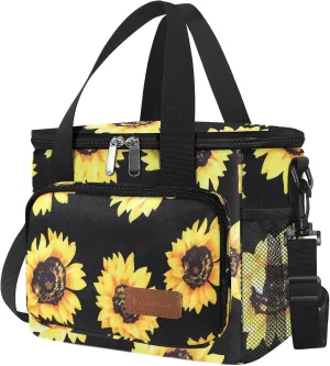 Femuar Lunch Bags for Women/Men, Insulated Lunch Bag for Work Office - Lunch Cooler Bag Leakproof Lunch Box with Adjustable Shoulder Strap - Sunflower