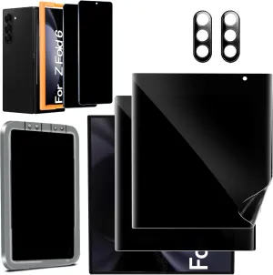 Ferilinso 2 Pack Privacy Screen Protector for Samsung Galaxy Z Fold 6 [Phone Case Friendly], Inside Anti-Spy Film with 2 Pack Front Tempered Glass   Camera Lens Protector Accessories