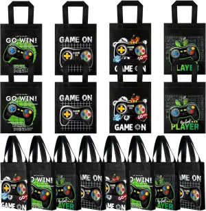 Ferraycle 24 Pack Video Game Themed Gift Bags Video Game Party Favors Non Woven Reusable Goody Treat Bags with Handles