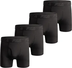 Fila Men's 6" Boxer Briefs Fly Front, 90% Polyester 10% Spandex, 4-Pack
