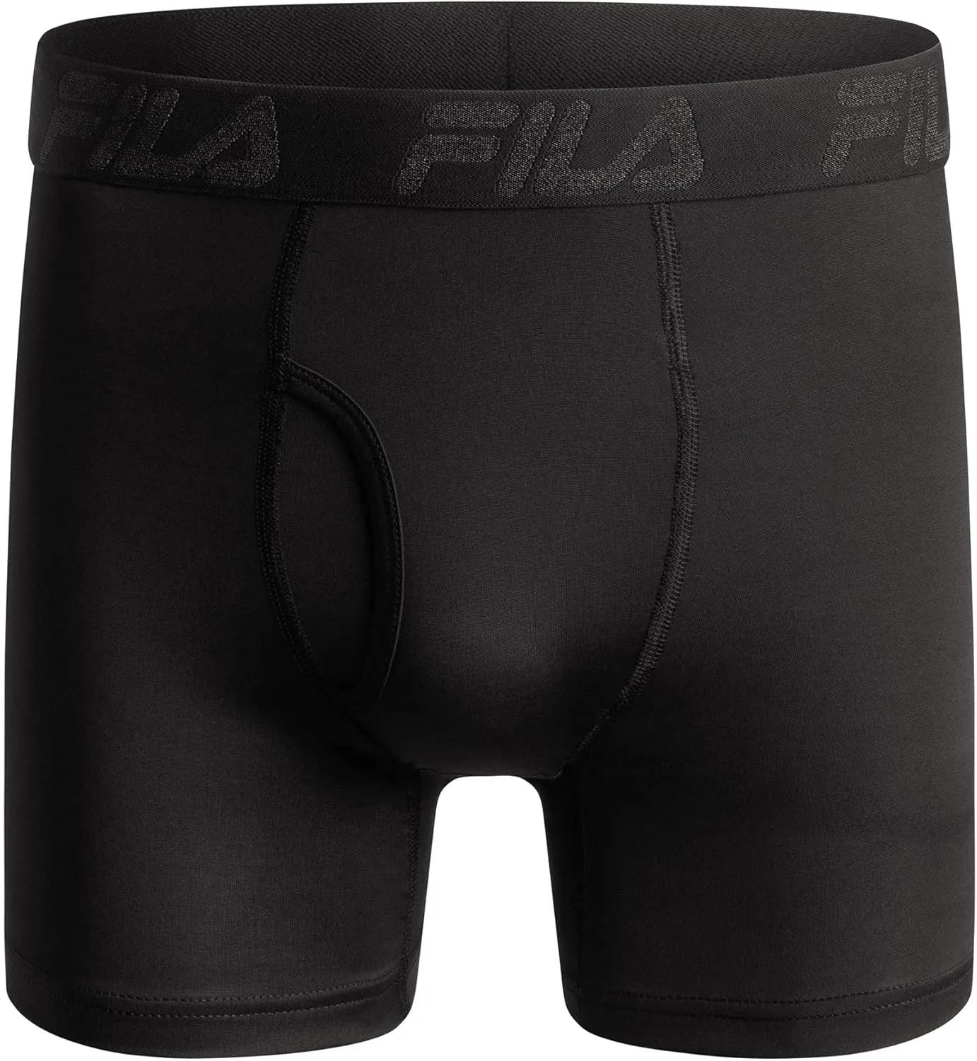 Fila Men's 6" Boxer Briefs Fly Front, 90% Polyester 10% Spandex, 4-Pack
