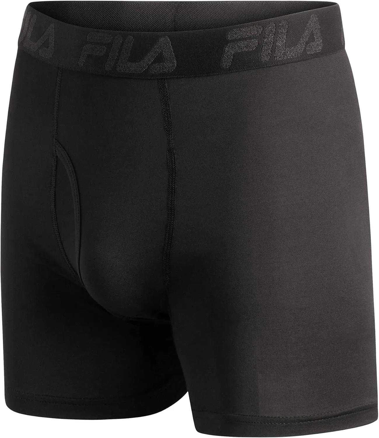 Fila Men's 6" Boxer Briefs Fly Front, 90% Polyester 10% Spandex, 4-Pack