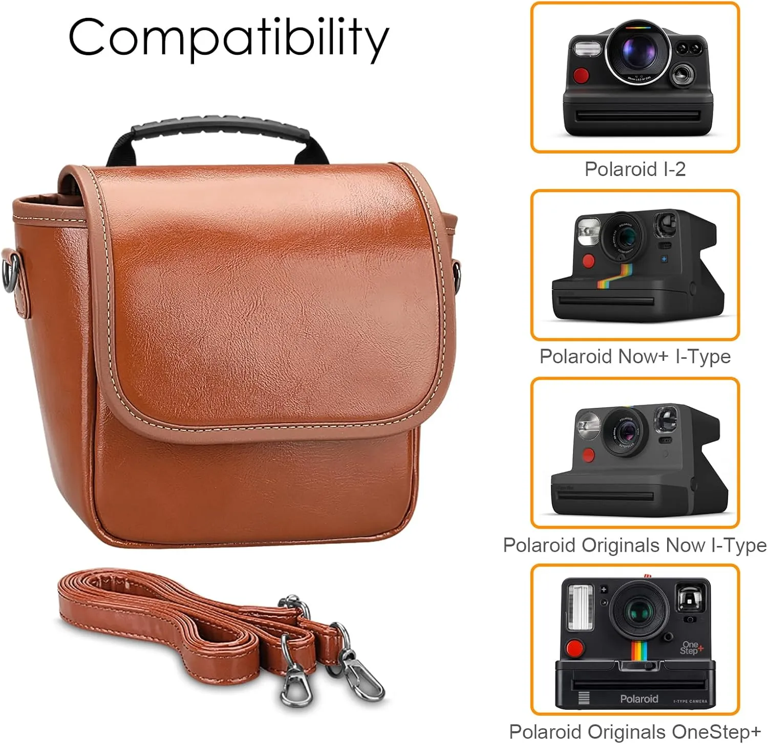 FINTIE Camera Bag Compatible with Polaroid Now  Generation 3rd/2nd/1st I-Type, Polaroid Flip, OneStep 2 VF, I-2 Instant Film Camera Travel Shoulder Case with Adjustable Strap Accessories