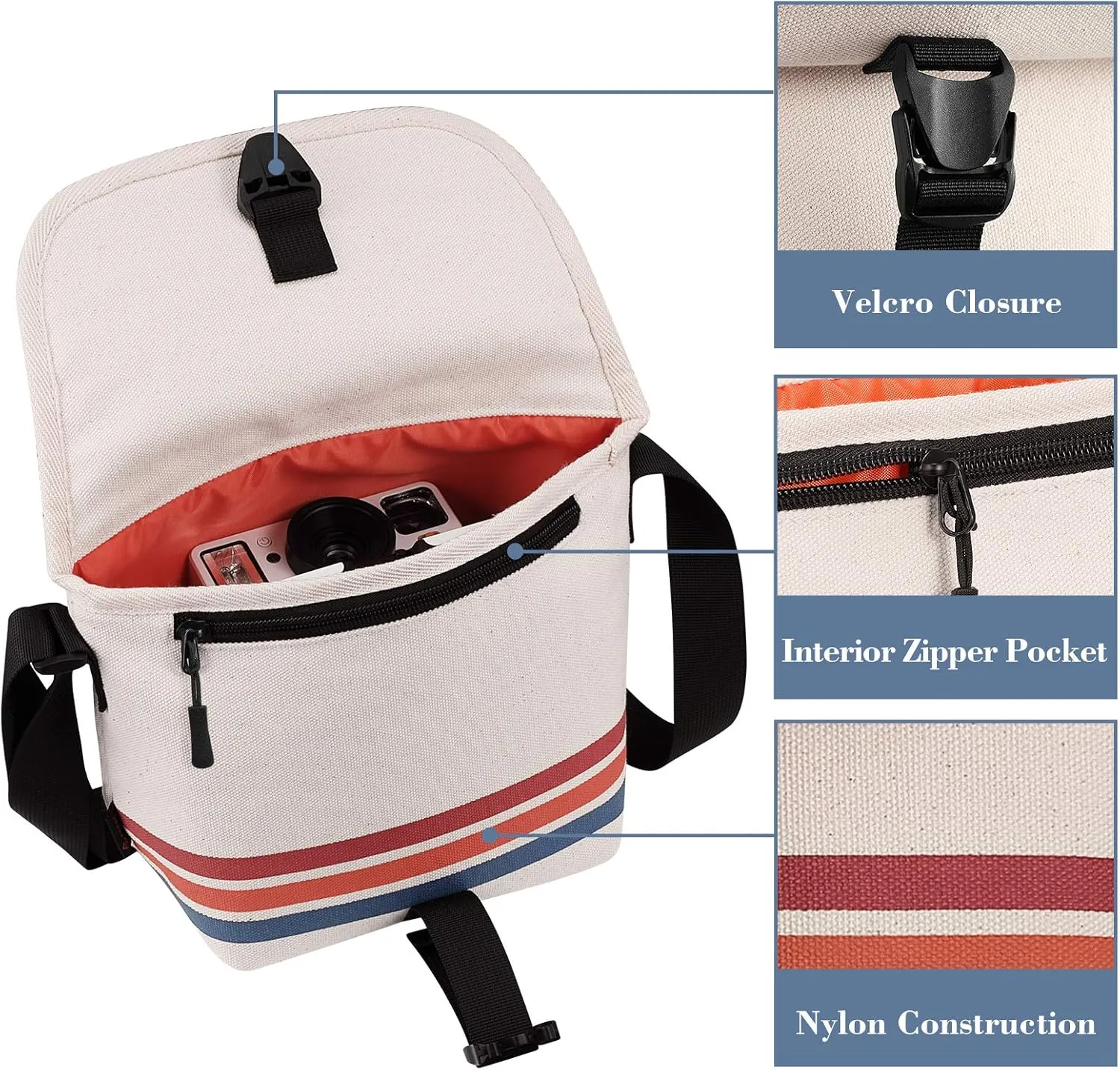 FINTIE Camera Bag Compatible with Polaroid Now  Generation 3rd/2nd/1st I-Type, Polaroid Flip, OneStep 2 VF, I-2 Instant Film Camera Travel Shoulder Case with Adjustable Strap Accessories