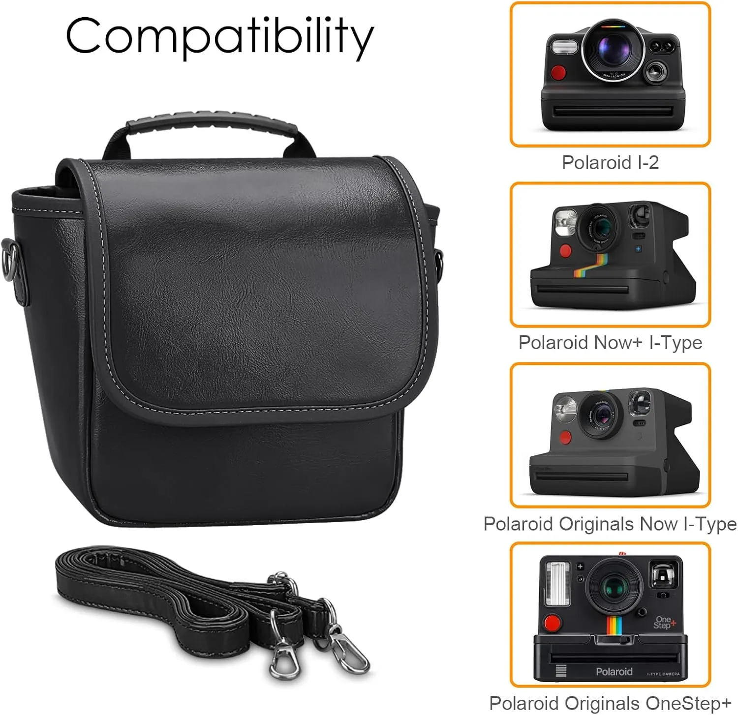 FINTIE Camera Bag Compatible with Polaroid Now  Generation 3rd/2nd/1st I-Type, Polaroid Flip, OneStep 2 VF, I-2 Instant Film Camera Travel Shoulder Case with Adjustable Strap Accessories