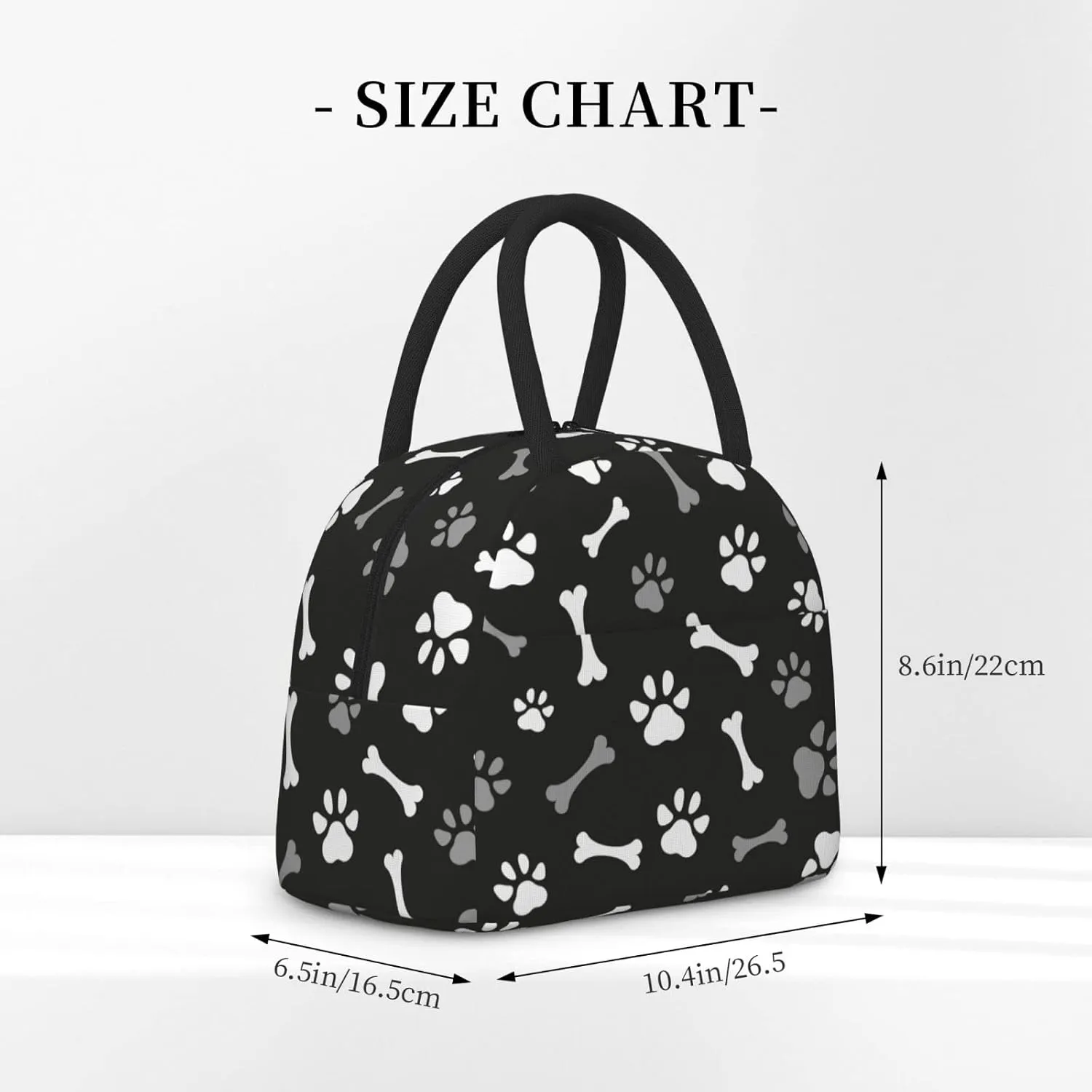Fiokroo Lunch Bag Insulated Dog Paws And Bones Lunch Box Animal Footprints Reusable Waterproof Lunch Tote Bag For School Work College Outdoor Travel Picnic, 10l