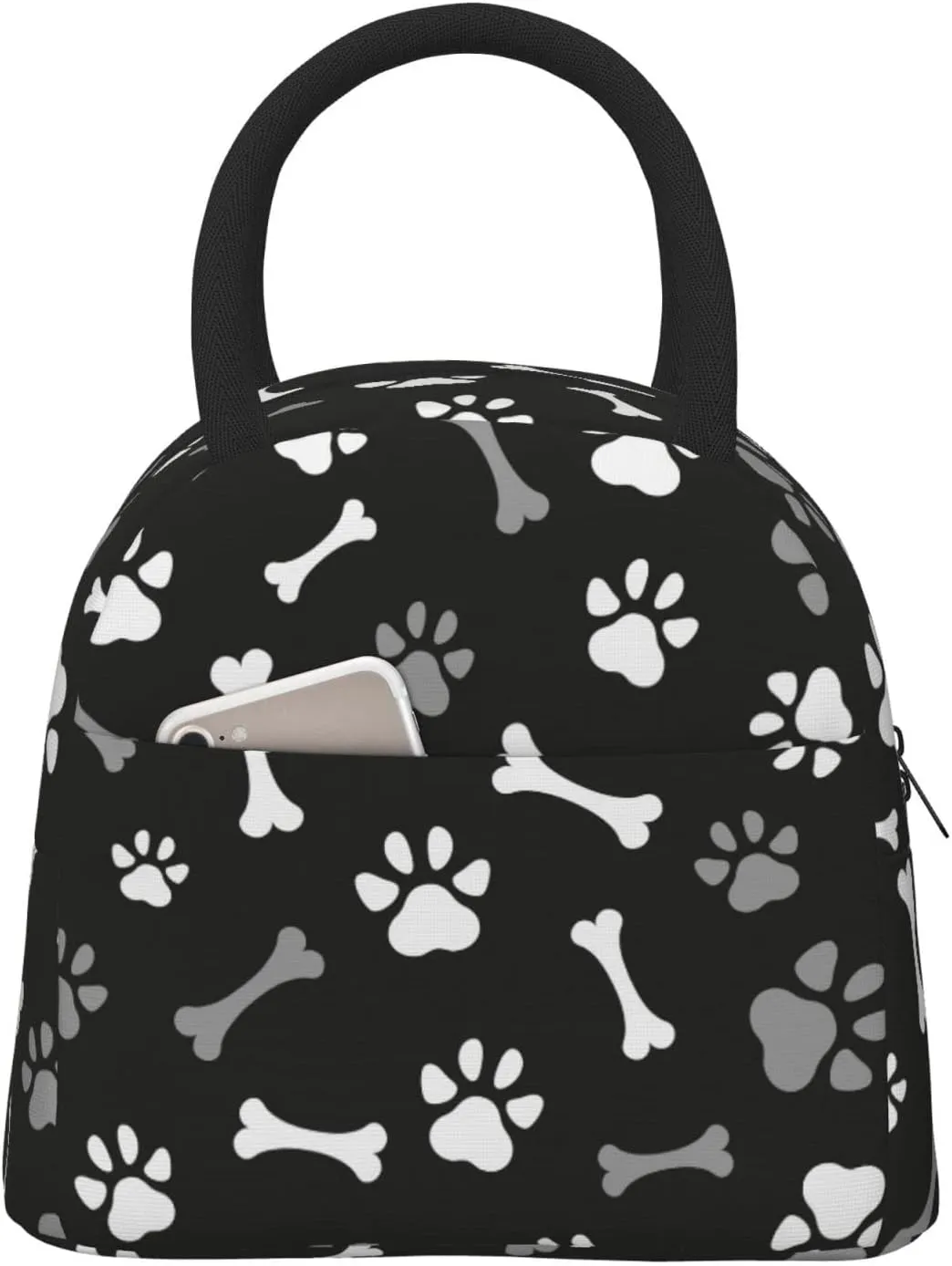 Fiokroo Lunch Bag Insulated Dog Paws And Bones Lunch Box Animal Footprints Reusable Waterproof Lunch Tote Bag For School Work College Outdoor Travel Picnic, 10l
