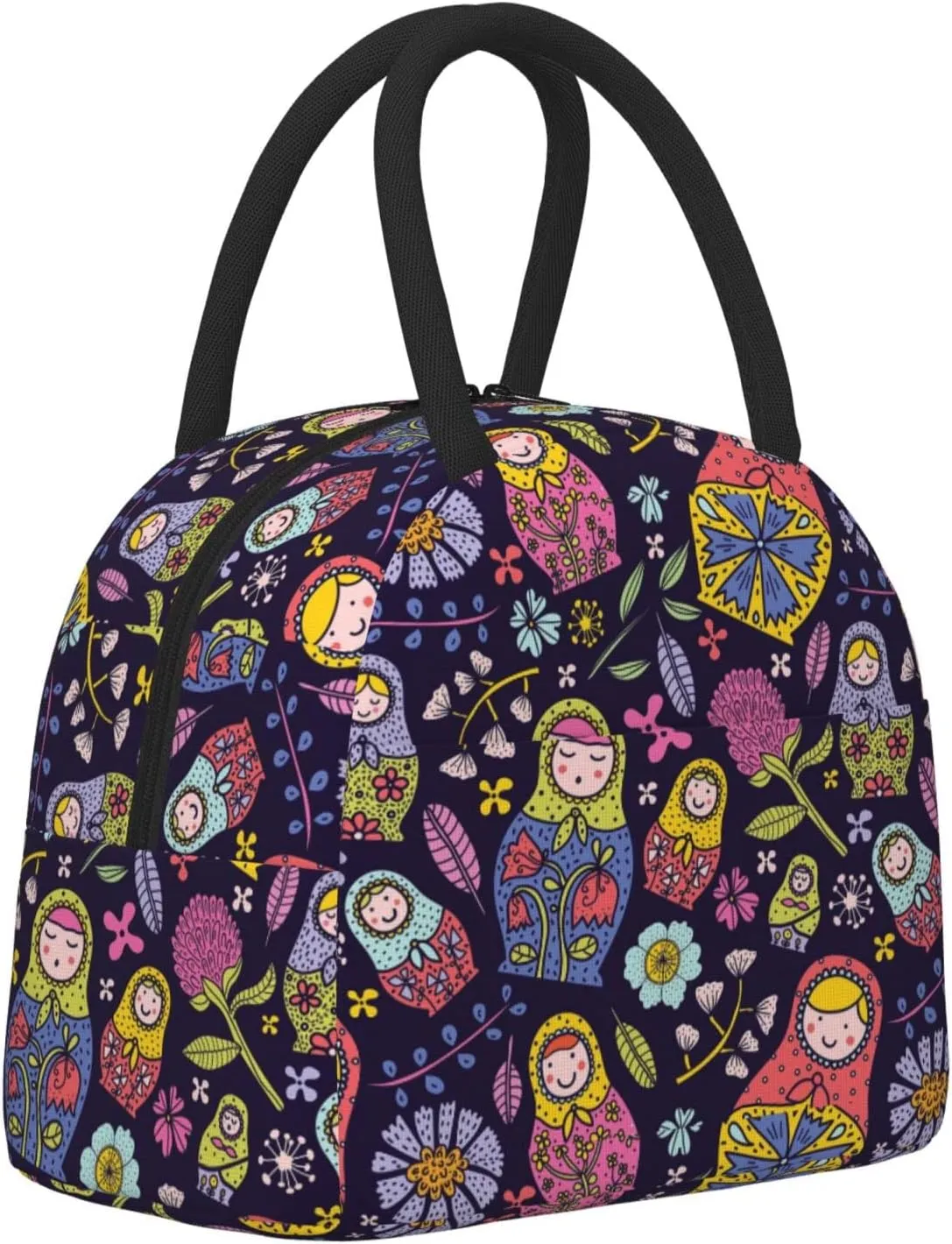 Fiokroo Lunch Bag Insulated Russian Nesting Dolls Matryoshka Lunch Box Reusable Waterproof Lunch Tote Bag For School Work College Outdoor Travel Picnic, 10l