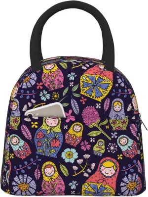 Fiokroo Lunch Bag Insulated Russian Nesting Dolls Matryoshka Lunch Box Reusable Waterproof Lunch Tote Bag For School Work College Outdoor Travel Picnic, 10l