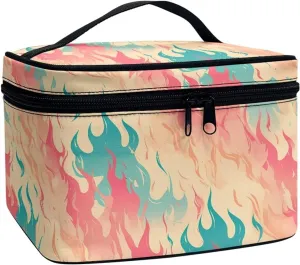 Fire Flames Large Makeup Bag Toiletry Bag for Women, Color Burning Fire Print Cosmetic Travel Toiletry Storage Pouch Case for Accessories