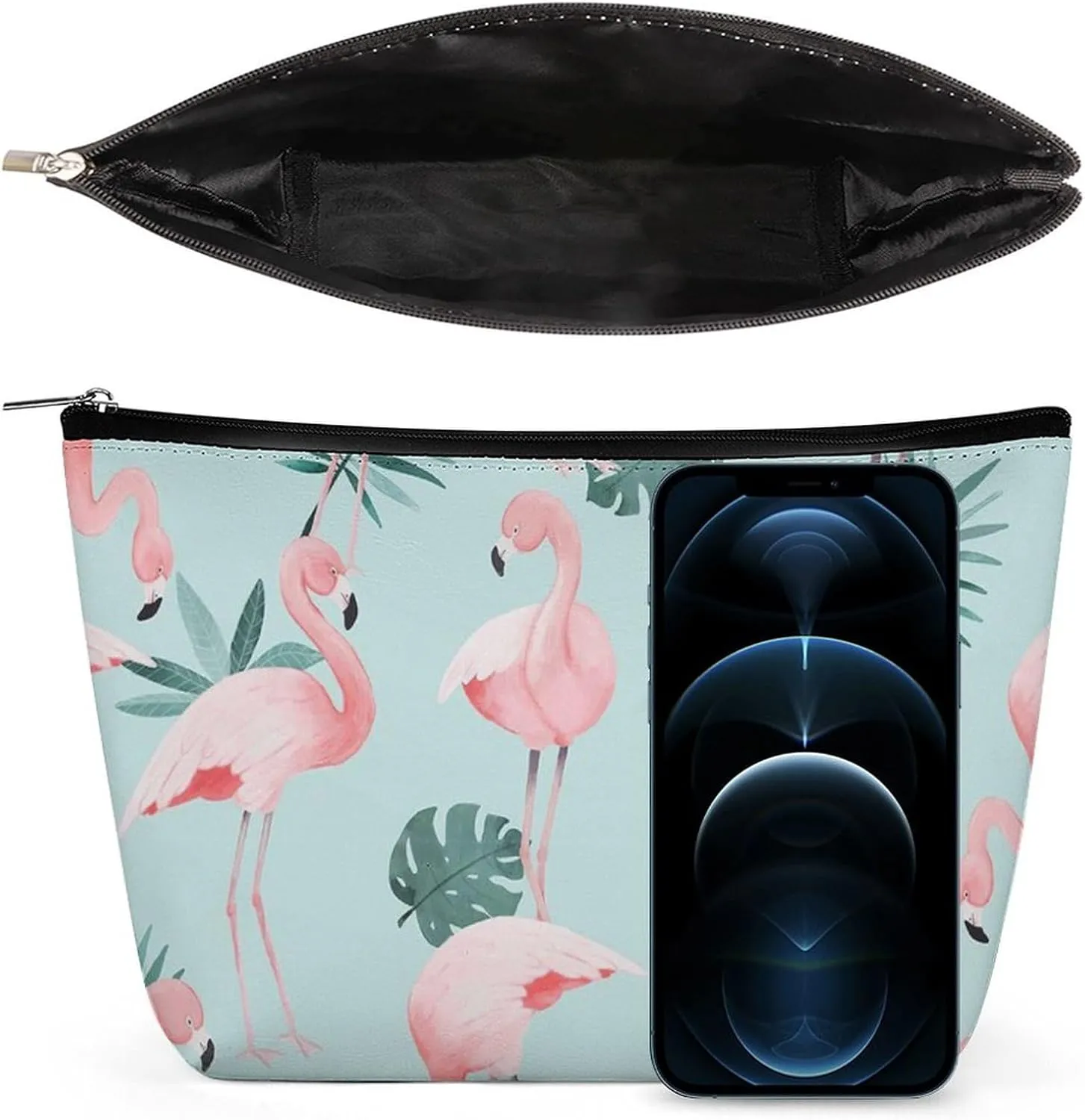 Flamingo Mint Green Large Capacity Portable Hand-held Makeup Bag