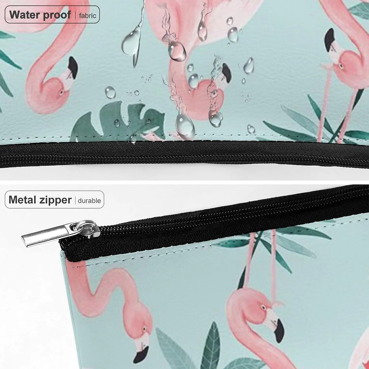 Flamingo Mint Green Large Capacity Portable Hand-held Makeup Bag