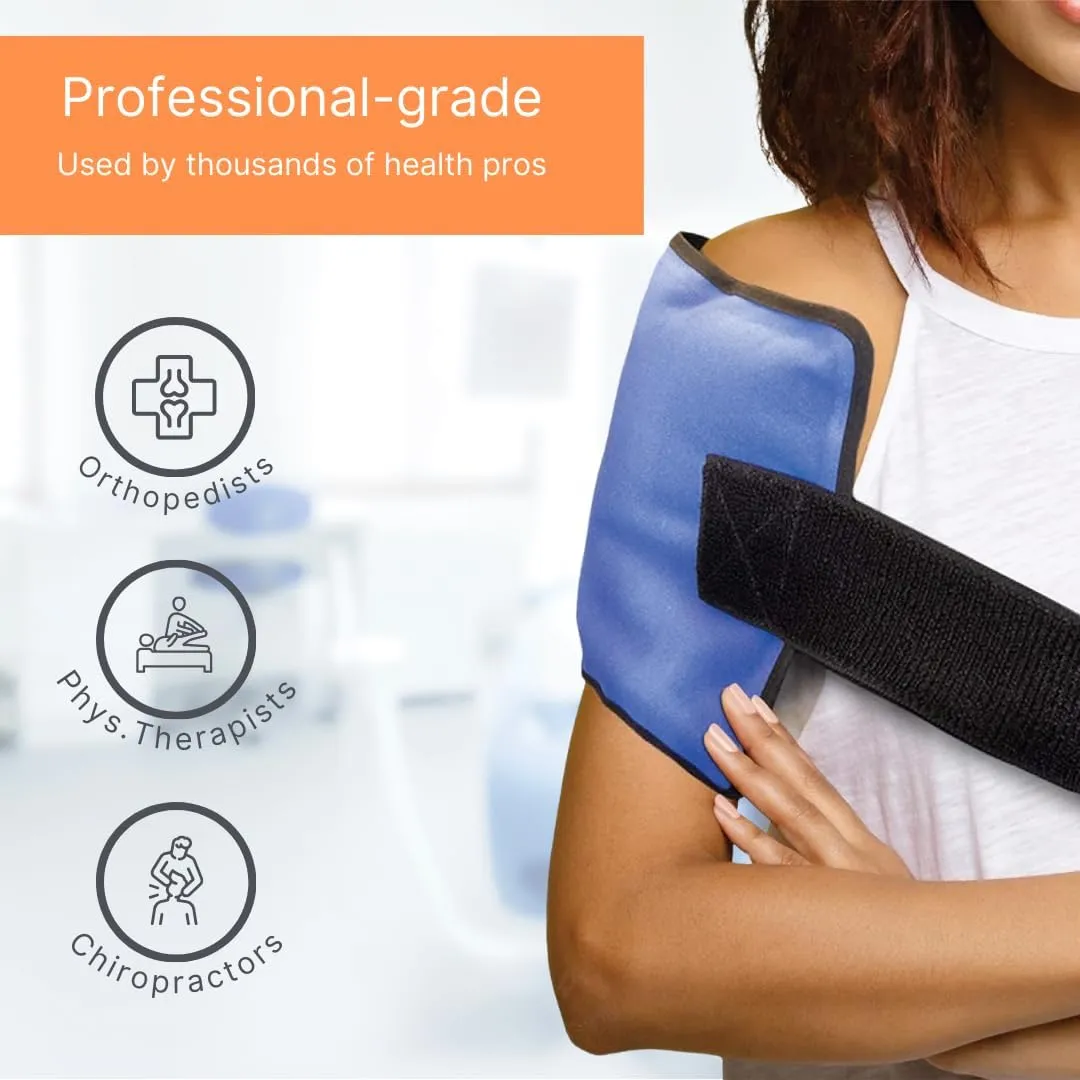 FlexiKold Reusable Gel Large Ice Pack with Straps – Cold Compress Gel Cold Pack for Injuries – Flexible Medical Ice Wrap for Back, Shoulders, Legs, Knees, Sciatica, Muscle Pain – Standard