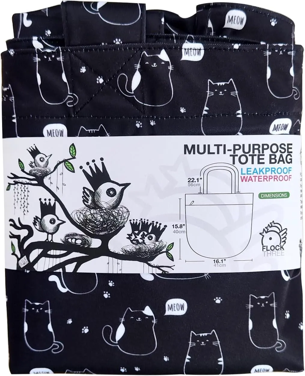 FLOCK THREE Leak Proof Large Tote Pool Bag Shoulder Handbag Water Proof with Zipper for Baby Care Sports Gym Grocery Travel