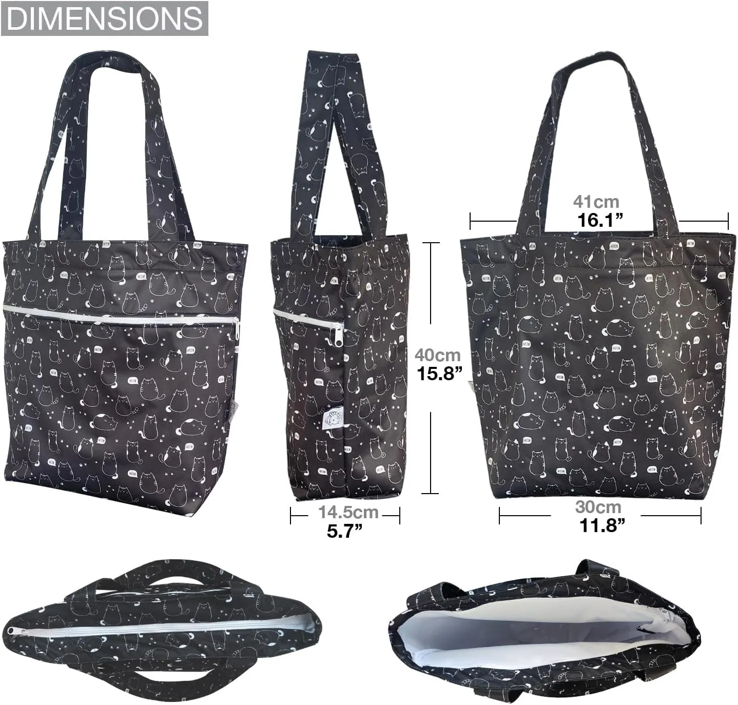 FLOCK THREE Leak Proof Large Tote Pool Bag Shoulder Handbag Water Proof with Zipper for Baby Care Sports Gym Grocery Travel