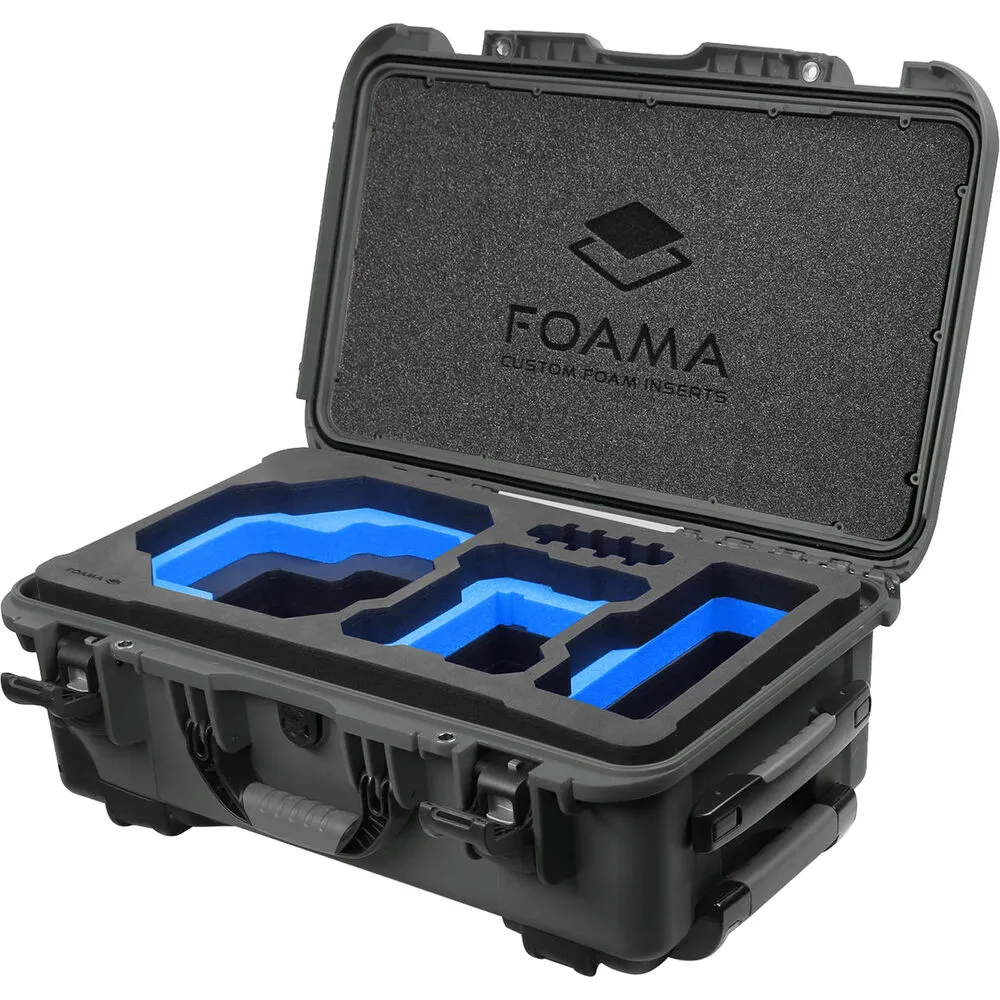 Foama Wheeled Carry-On Hard Case with Foam Insert for RED KOMODO-X (Olive/Red, 28.5L)