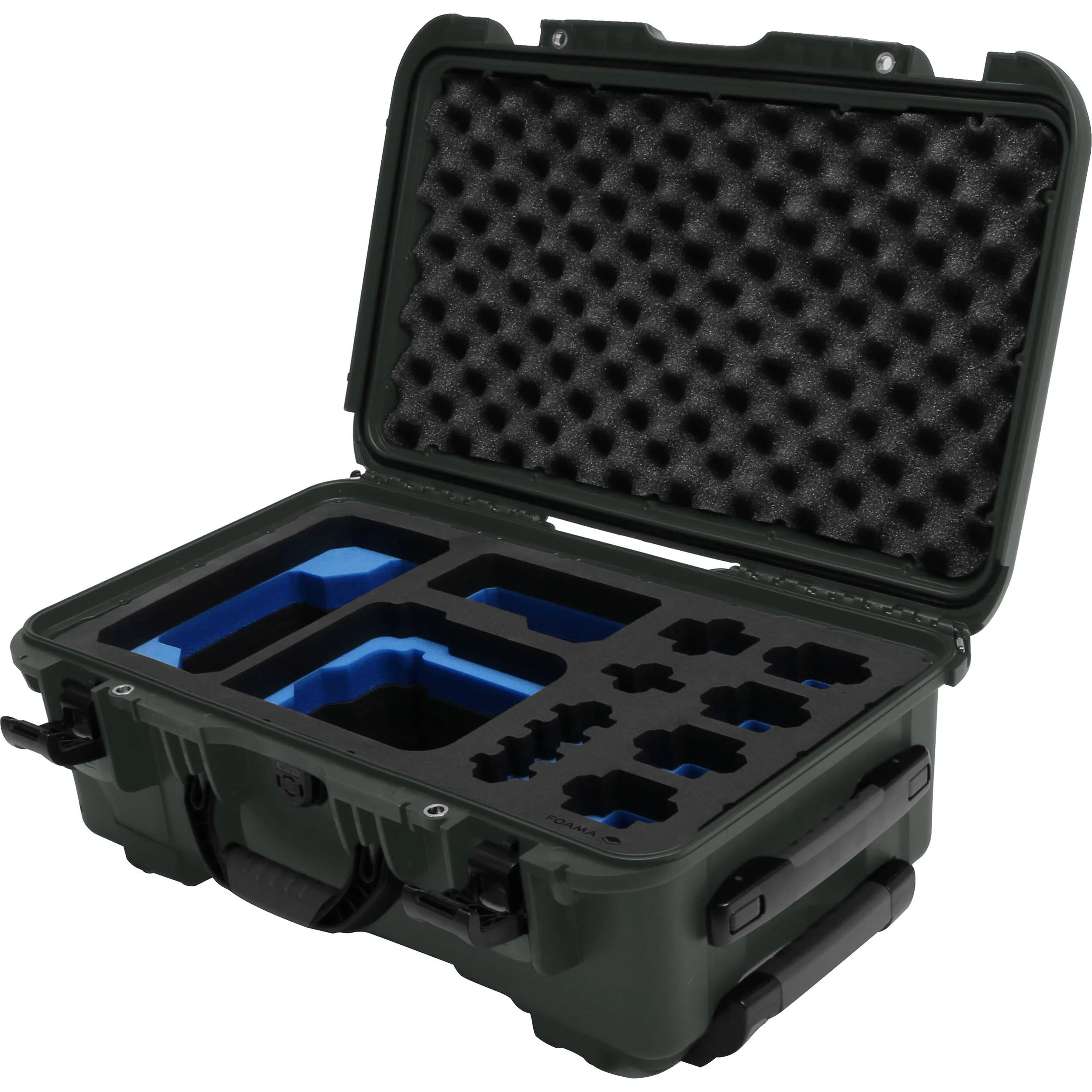 Foama Wheeled Carry-On Hard Case with Foam Insert for Sony FX-6 (Olive/Blue, 28.5L)