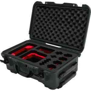 Foama Wheeled Carry-On Hard Case with Foam Insert for Sony FX-6 (Olive/Red, 28.5L)